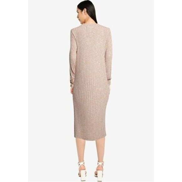 Vero Moda BNWOT women sz Large "Nille" ribbed long sleeve dress split sides - Picture 8 of 8